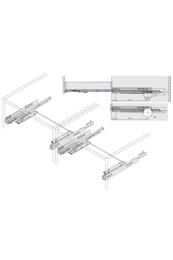 Механизм Push to Open Silent 10 кг для направляющих Quadro 4D V6 с доводчиком 9246312 Hettich
