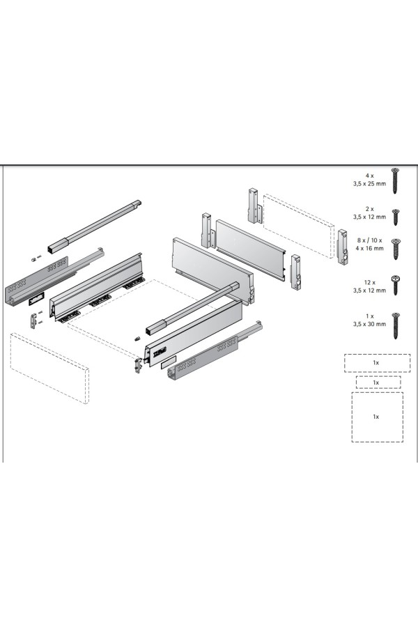 Держатель задней стенки ящика InnoTech Atira 144мм правый антрацит 9194638 Hettich