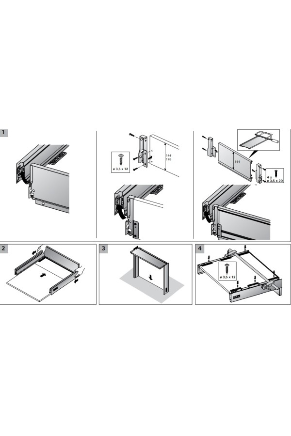 Держатель задней стенки ящика InnoTech Atira 144мм правый антрацит 9194638 Hettich