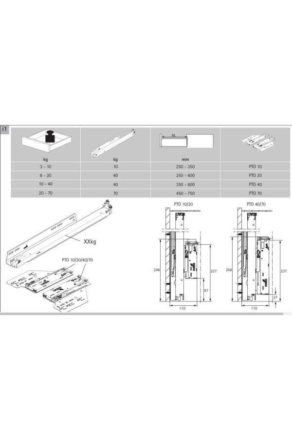 Комплект механизма Push to open Silent на 30кг для ящика AvanTech You 9257896 Hettich