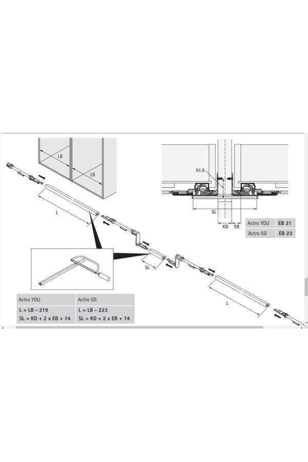 Комплект механизма Push to open Silent на 30кг для ящика AvanTech You 9257896 Hettich