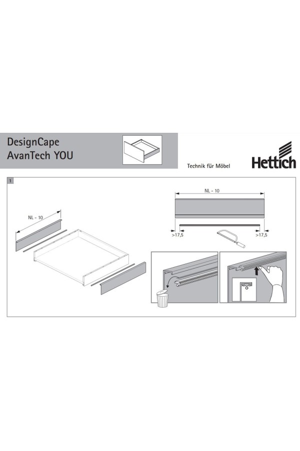 Надставки на боковину DesignCape 101*2000мм для ящиков AvanTech You под дуб 9283217 Hettich
