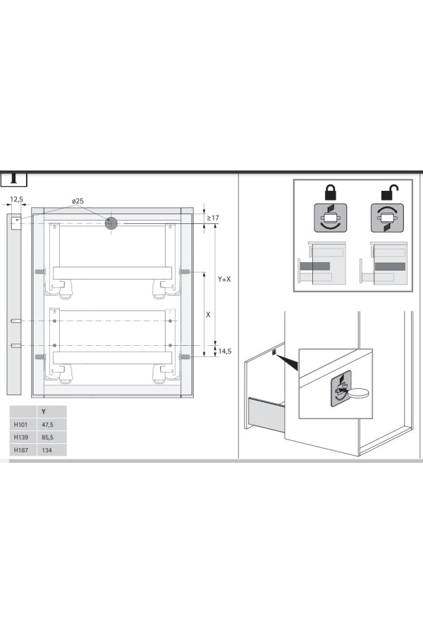 Фиксатор передней панели внутреннего ящика AvanTech You серебристый 9257734 Hettich