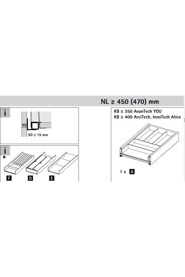 Держатель для ножей OrgaTray 270*450мм для ящиков AvanTech You 9283423 Hettich