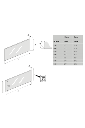 Выдвижной ящик AvanTech You Inlay 187*500мм, БЕЗ направляющих серебристый 9257176 Hettich