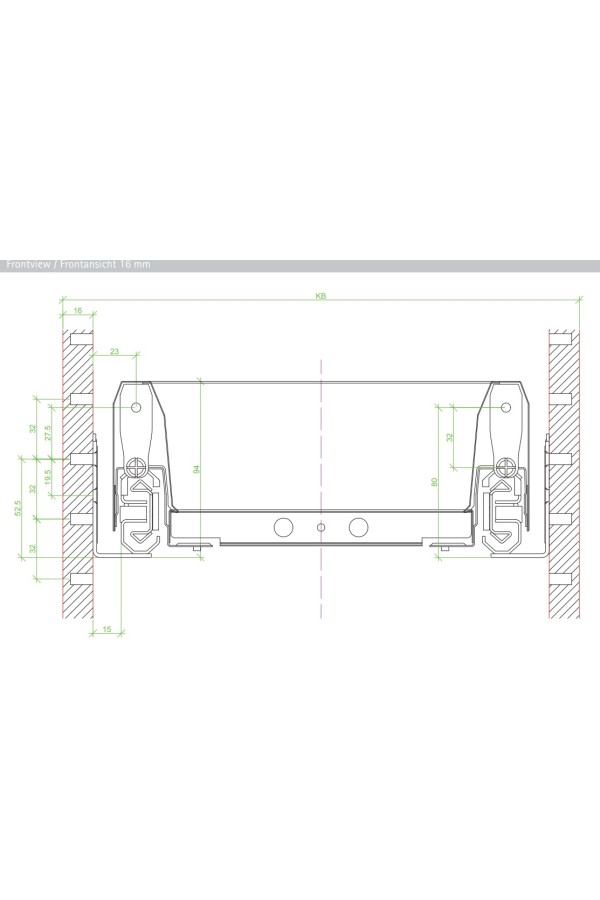 Выдвижной ящик ArciTech 94*450мм, БЕЗ направляющих серебристый 9150682 Hettich