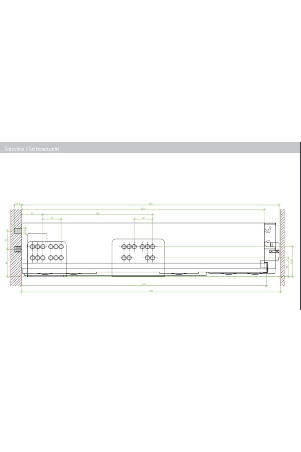 Выдвижной ящик ArciTech 94*450мм, БЕЗ направляющих серебристый 9150682 Hettich