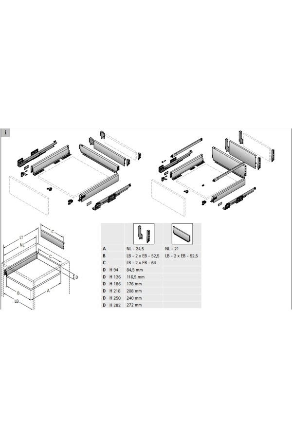 Выдвижной ящик ArciTech 94*650мм, БЕЗ направляющих белый 9149306 Hettich