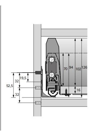Выдвижной ящик ArciTech 94*650мм, БЕЗ направляющих белый 9149306 Hettich