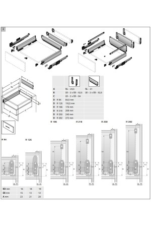 Комплект боковин для выдвижных ящиков ArciTech 94*500мм белый 9149266 Hettich