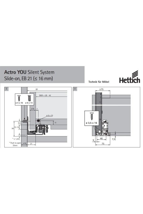 Хеттих/AvanTech You* направляющие ACTRO You Silent System 270мм, 40кг/9318186