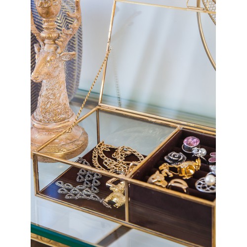 Стеклянная шкатулка для ювелирных украшений, Д200 Ш127 В50