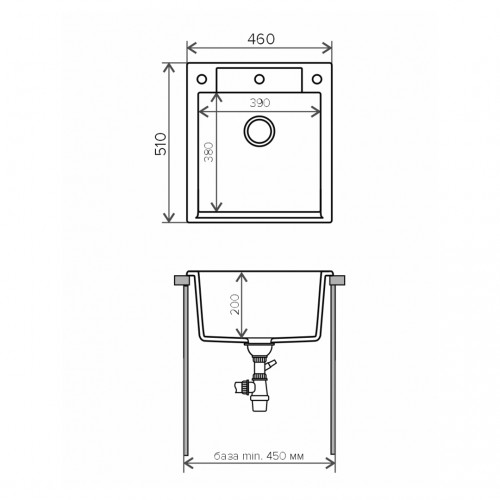 Мойка кухонная Tolero R-117, 500х460 мм, белый