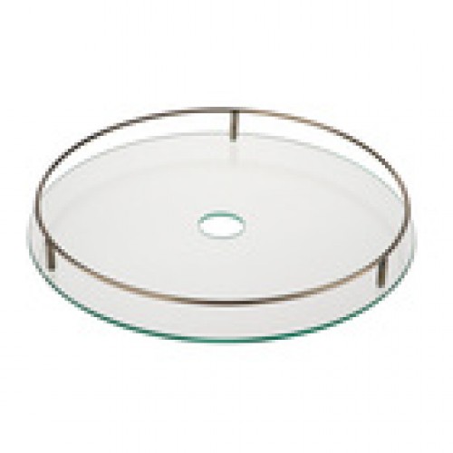 Полка стеклянная центральная диаметр 450 мм, Д480 Ш480 В70, бронза