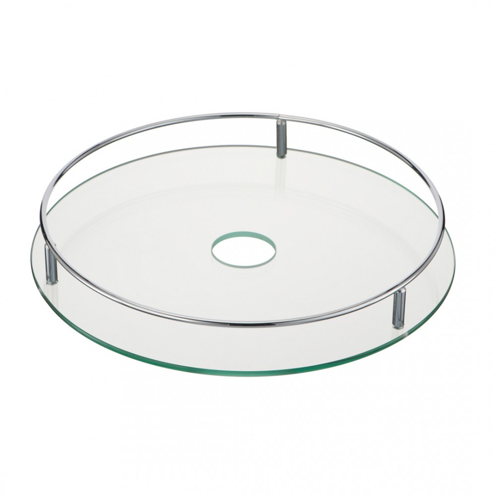 Полка стеклянная диаметр 370 мм, хром
