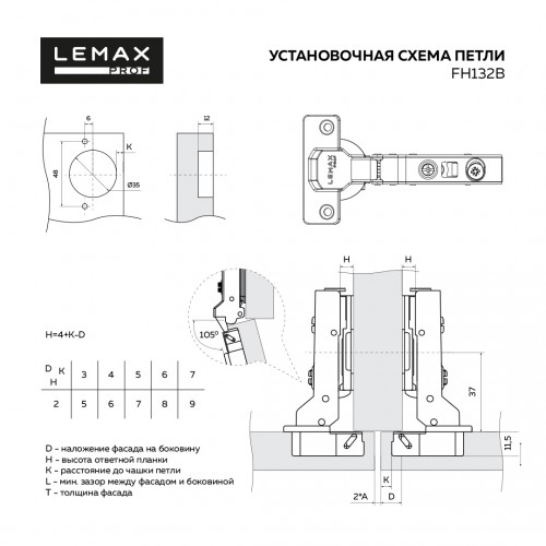 Петля полунакладная с эксцентриком