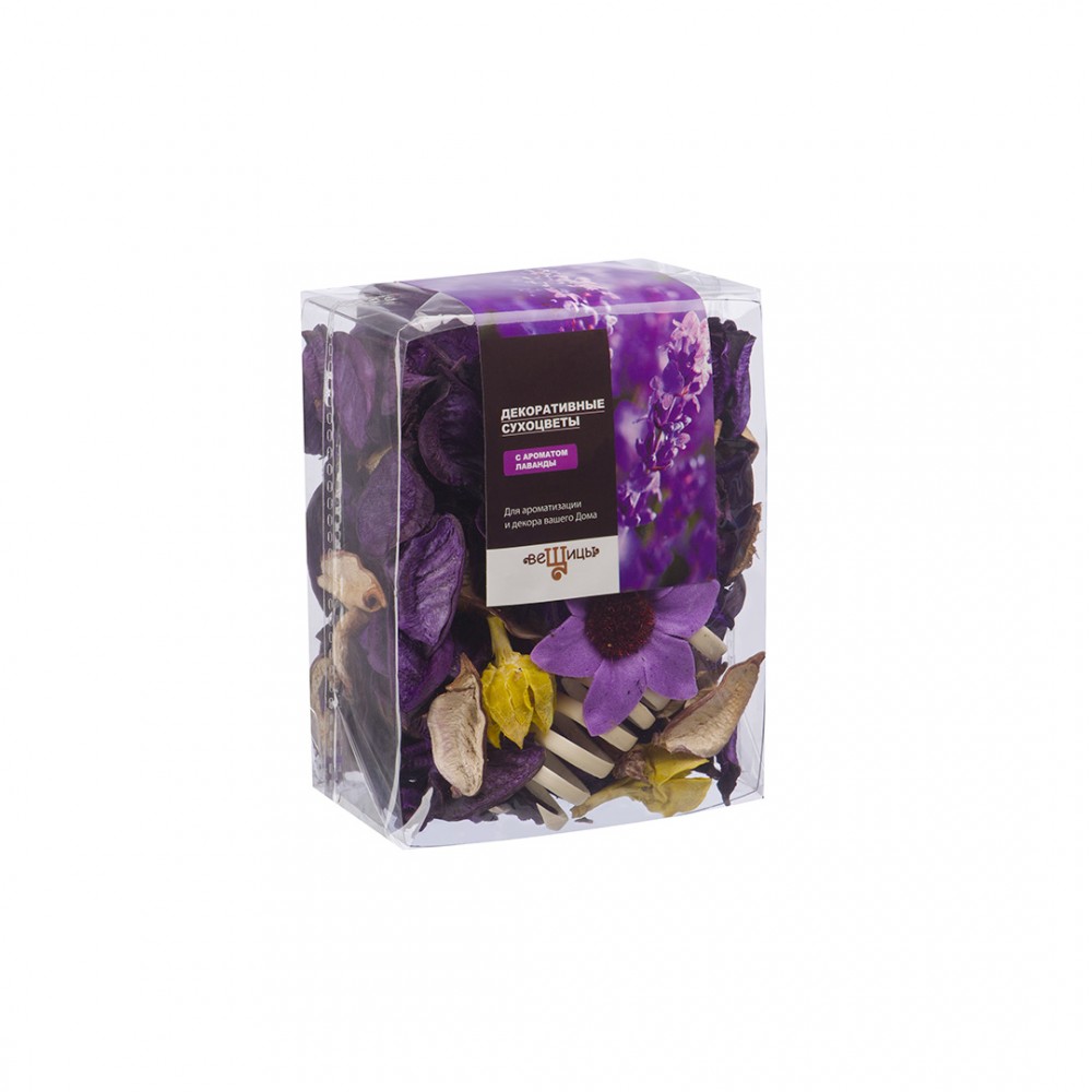 Набор сухоцветов из натуральных материалов с ароматом лаванды, Д95 Ш60 В120, короб