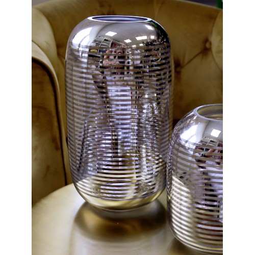 Декоративная ваза из стекла с cеребряным напылением, Д150 Ш150 В270, серебристый