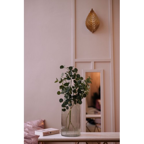 Декоративная ваза из рельефного стекла, Д180 Ш180 В305, серый