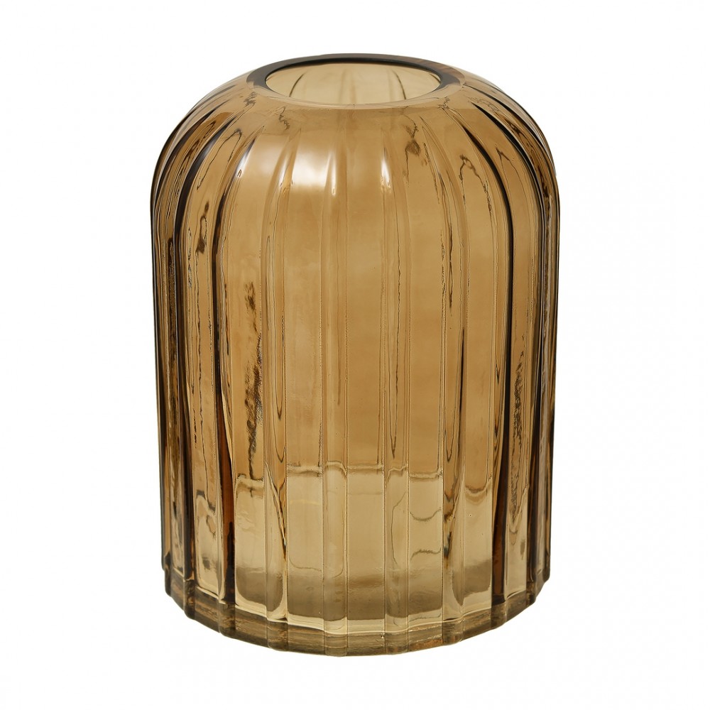 Декоративная ваза из стекла Рельеф, Д145 Ш145 В200, коричневый