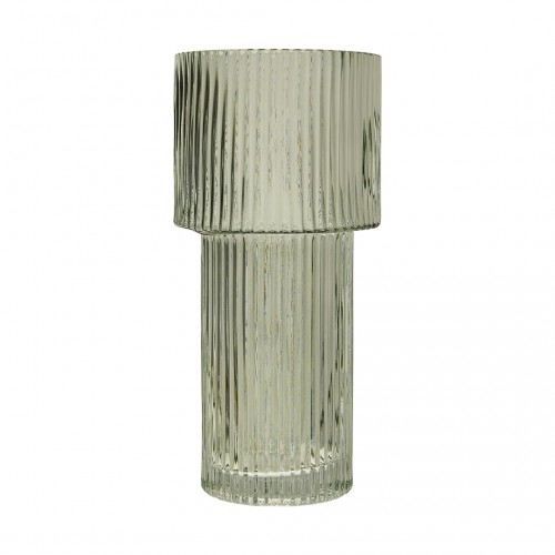 Декоративная ваза из рельефного стекла, Д115 Ш115 В245, серый