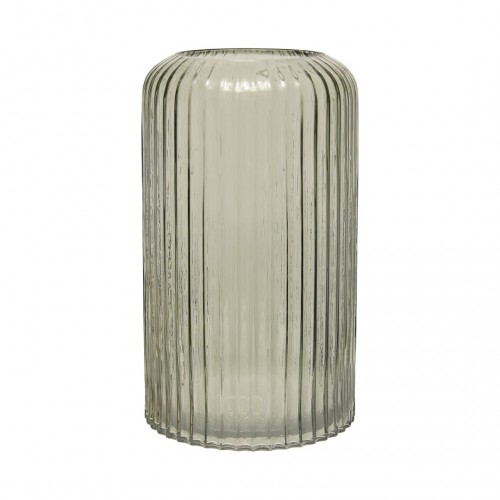 Декоративная ваза из рельефного стекла, Д180 Ш180 В305, серый