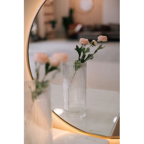 Декоративная ваза из рельефного стекла, Д115 Ш115 В250, прозрачный