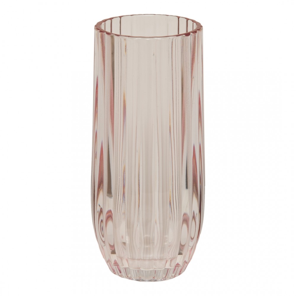Декоративная ваза из рельефного стекла, Д105 Ш105 В235, пудровый