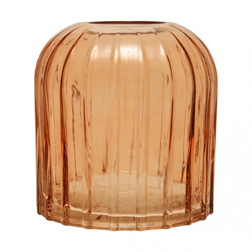 Декоративная ваза из стекла Рельеф, Д145 Ш145 В160, персиковый