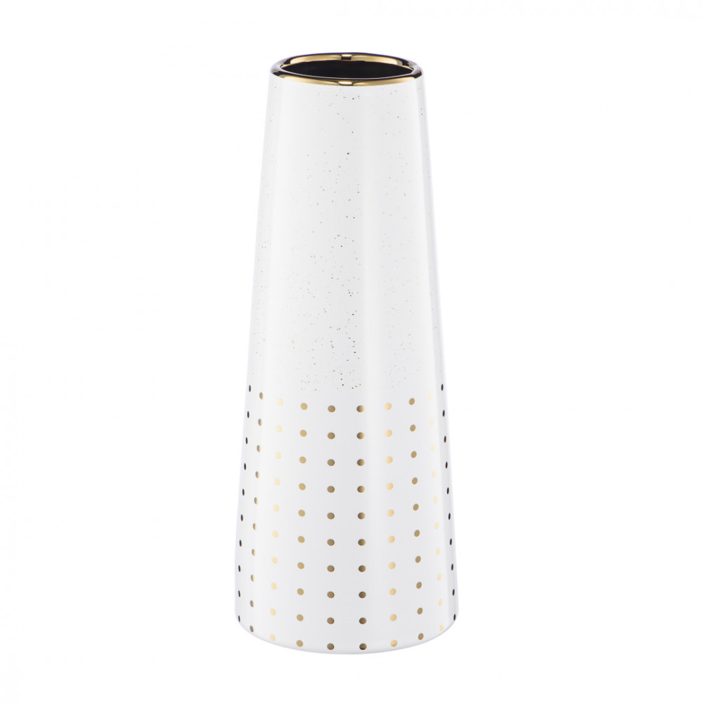 Декоративная ваза Арт Деко, Д100 Ш100 В250, белый с золотом