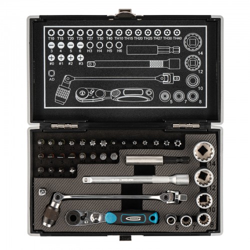 Набор бит и головок торцевых, 1/4, карданный ключ, трещотка, адаптер, S2, 37 шт. Gross