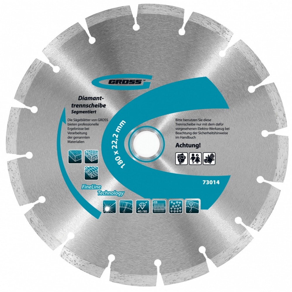 Диск алмазный, 180 х 22.2 мм, сегментный, упорядоченный алмаз, сухая резка Gross