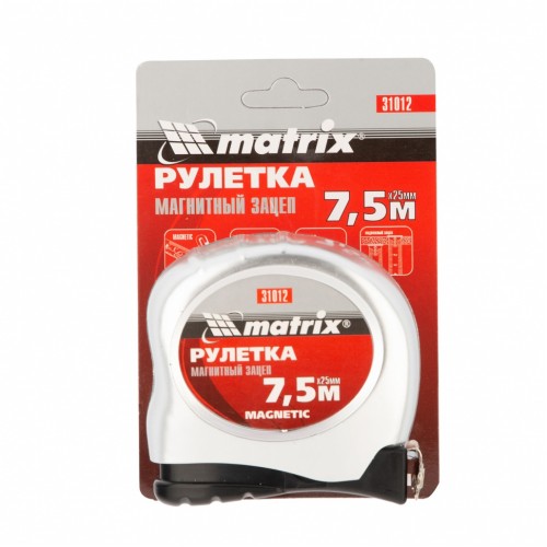 Рулетка Magnetic,7,5 м х 25 мм,магнитный зацеп Matrix