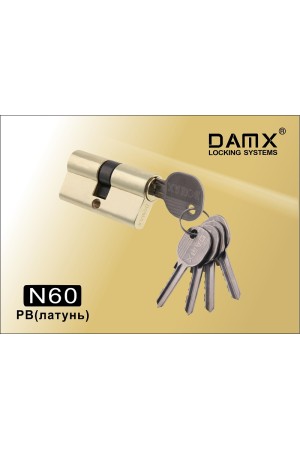 Цилиндровый механизм DAMXПростой ключ-ключ N60 мм Полированная латунь (PB)