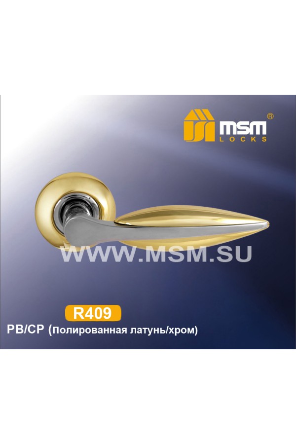 Ручка на круглой накладке R409 Полированная латунь / Хром (PB/CP)