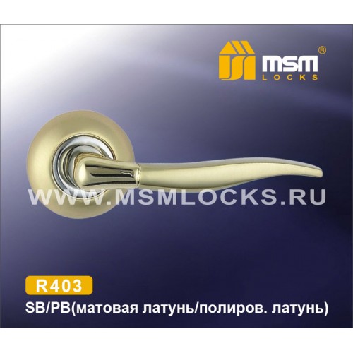 Ручка на круглой накладке R403 Матовая латунь / Полированная латунь (SB/PB)