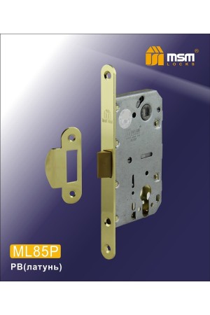 Замок врезной ML85P (защелка из пластика) Полированная латунь (PB)