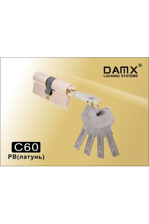 Цилиндровый механизм DAMXПерфорированный ключ-ключ C60 мм Полированная латунь (PB)