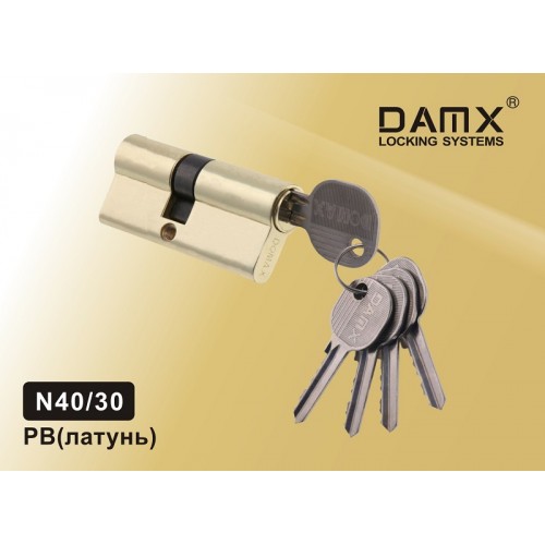 Цилиндровый механизм DAMX<br>Простой ключ-ключ N40/30 мм Полированная латунь (PB)