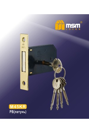 Замок врезной крестовой ключ M45KR Полированная латунь (PB)