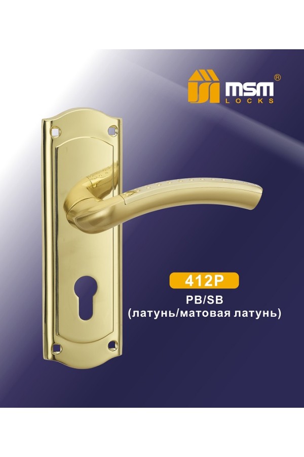 Ручка на планке  Модель 412P Полированная латунь / Матовая латунь (PB/SB)