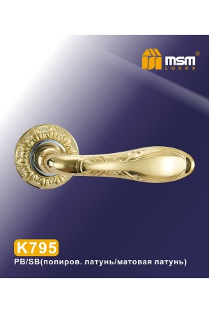 Ручка на круглой накладке К795 Полированная латунь / Матовая латунь (PB/SB)