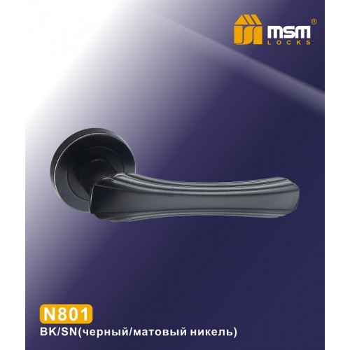 Ручки на круглой накладке N801 Черный / Матовый никель (BK/SN)