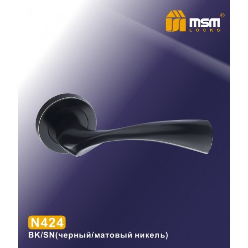 Ручки на круглой накладке N424 Черный / Матовый никель (BK/SN)