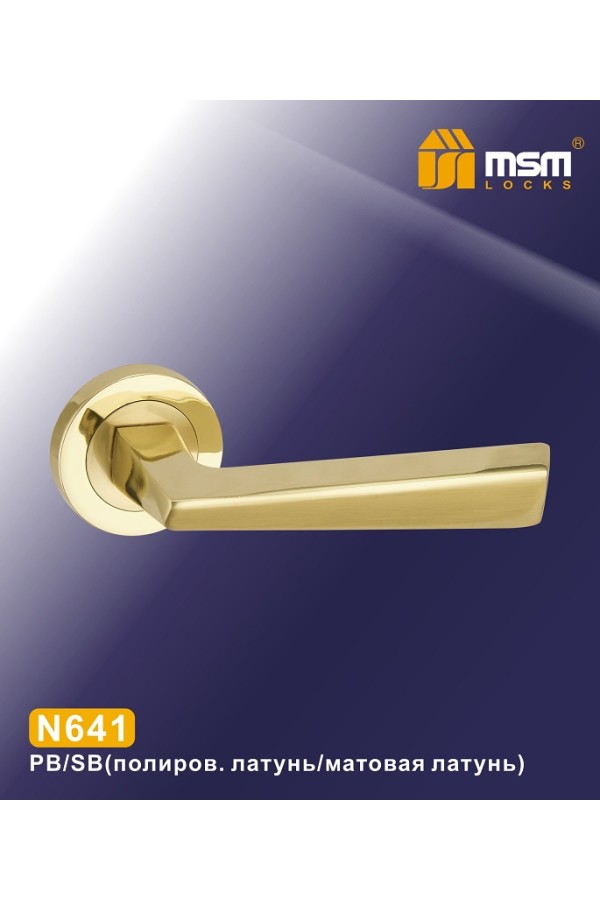 Ручки на круглой накладке N641 Полированная латунь / Матовая латунь (PB/SB)