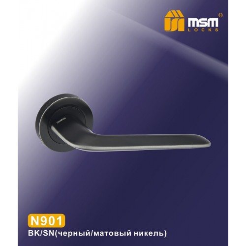 Ручки на круглой накладке N901 Черный / Матовый никель (BK/SN)