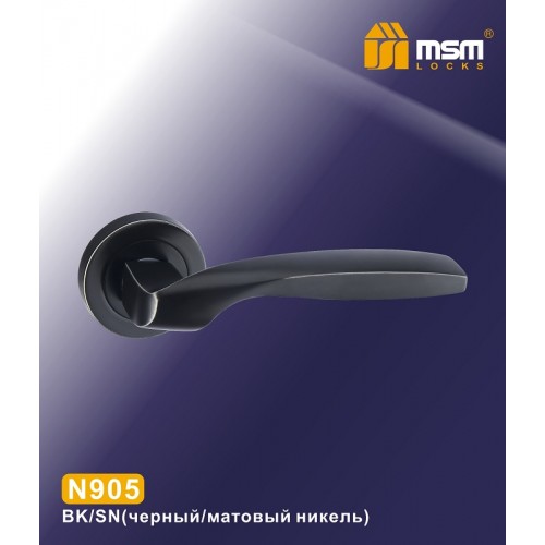 Ручки на круглой накладке N905 Черный / Матовый никель (BK/SN)