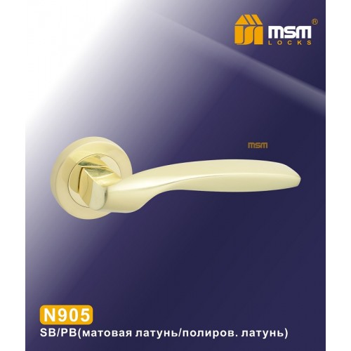 Ручки на круглой накладке N905 Матовая латунь / Полированная латунь (SB/PB)