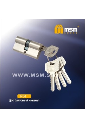Цилиндровый механизм, латуньПростой ключ-ключ N54 мм Матовый никель (SN)