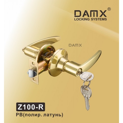 Ручка защелка DAMX Z100-R Blister Полированная латунь (PB)